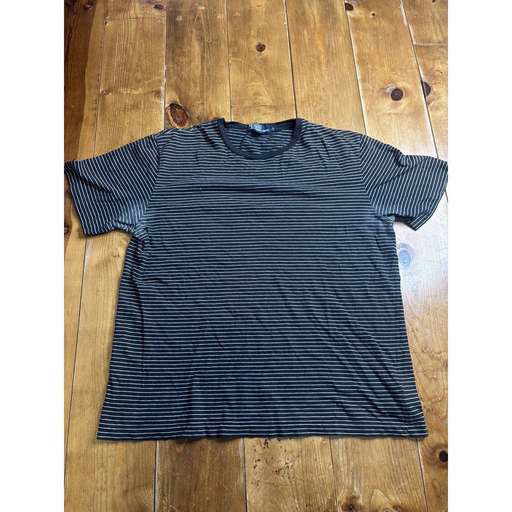 Polo by‎ Ralph Lauren Men's Black & White Striped Crew Neck T-Shirt Size L